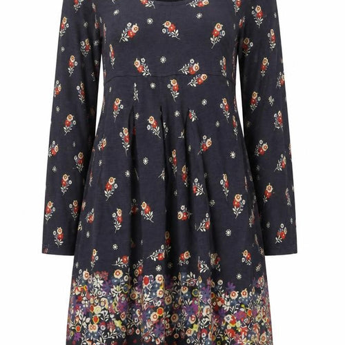 White Stuff Women's Blue Floral A-Line Cotton Dress Size 12
