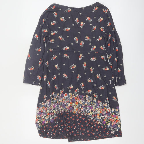 White Stuff Women's Blue Floral A-Line Cotton Dress Size 12