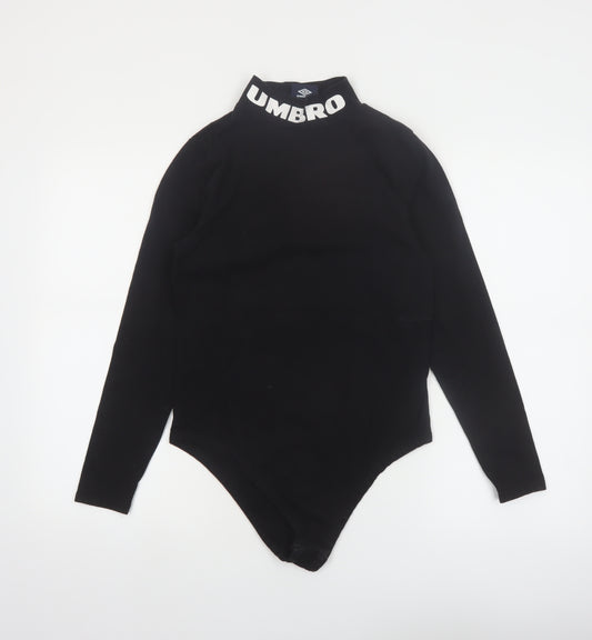 Umbro Women's Black Long Sleeve Stretch Logo Bodysuit L