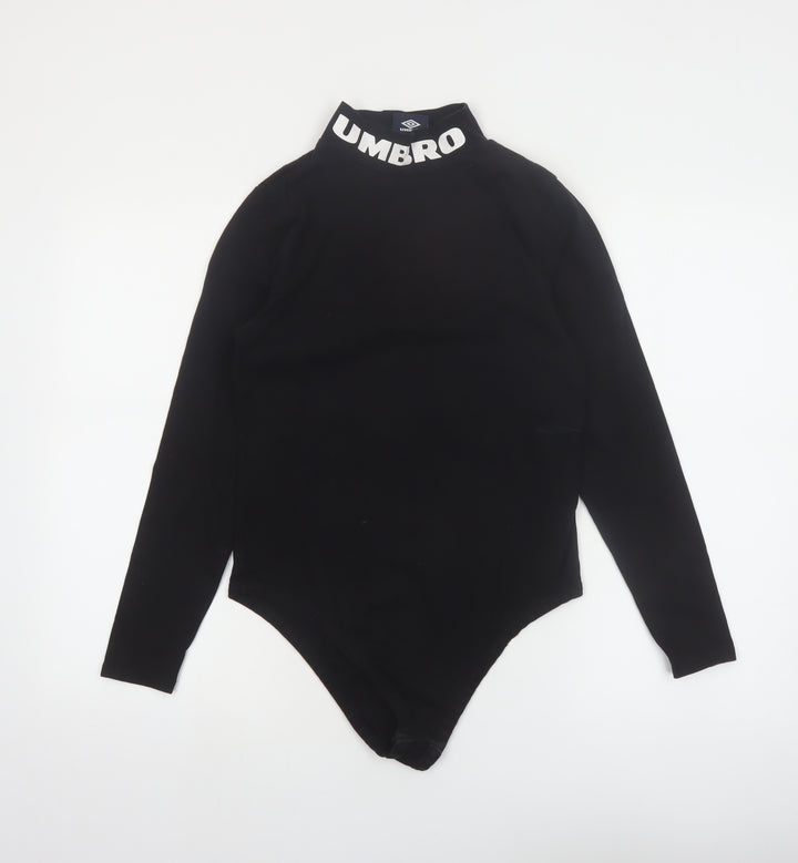 Umbro Women's Black Long Sleeve Stretch Logo Bodysuit L
