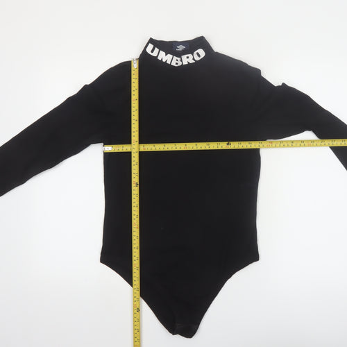 Umbro Women's Black Long Sleeve Stretch Logo Bodysuit L