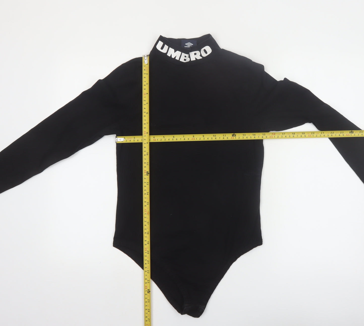 Umbro Women's Black Long Sleeve Stretch Logo Bodysuit L