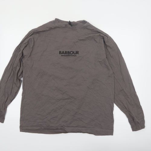 Barbour International Men’s Grey Long Sleeve Cotton T-Shirt M Oversized Fit
