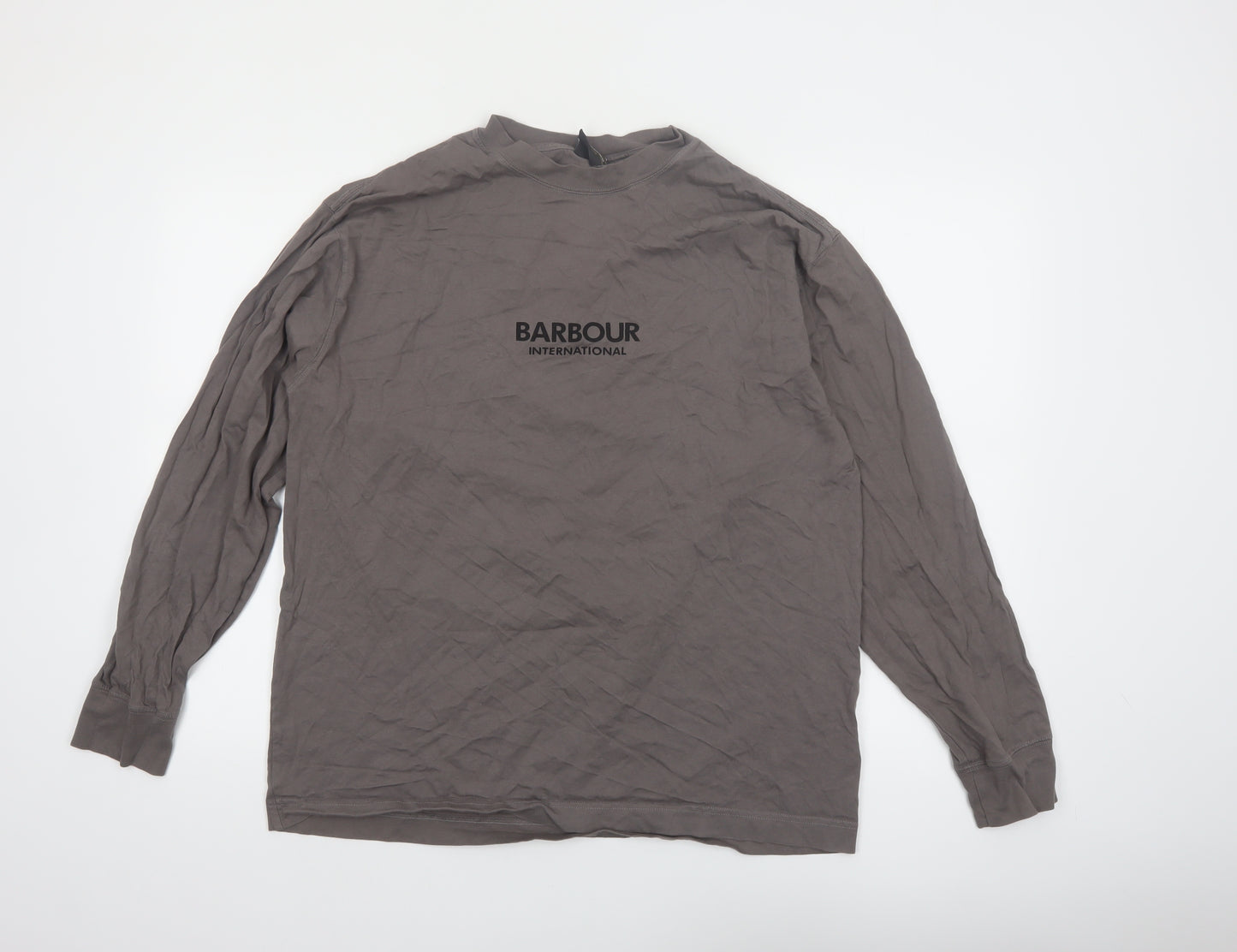 Barbour International Men’s Grey Long Sleeve Cotton T-Shirt M Oversized Fit