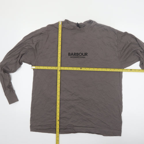 Barbour International Men’s Grey Long Sleeve Cotton T-Shirt M Oversized Fit