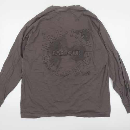 Barbour International Men’s Grey Long Sleeve Cotton T-Shirt M Oversized Fit