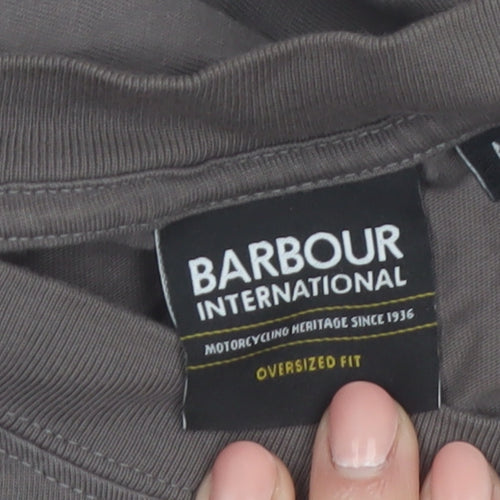 Barbour International Men’s Grey Long Sleeve Cotton T-Shirt M Oversized Fit