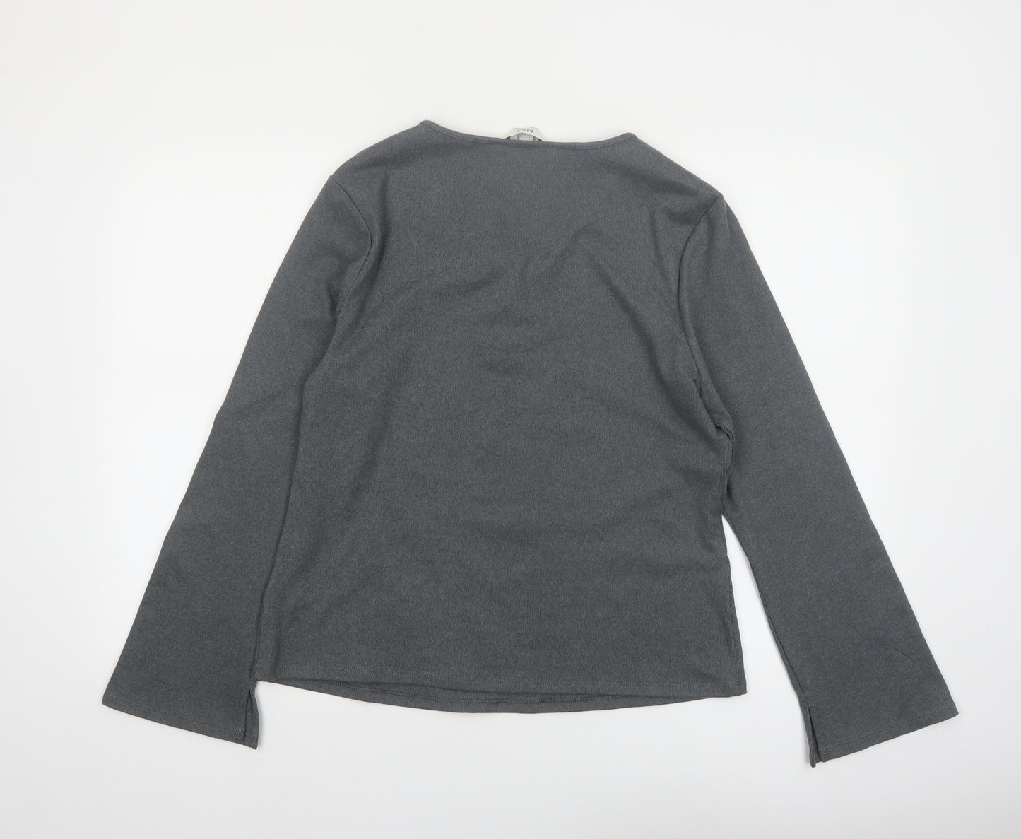 Marks and Spencer Women's Grey V-Neck Long Sleeve Stretch Top Size 16