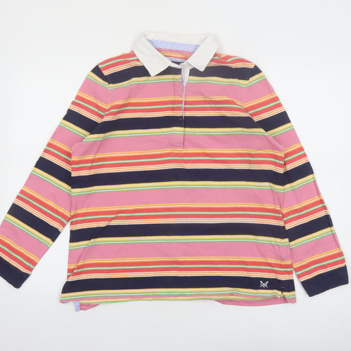 Crew Clothing Company Women's Multicoloured Striped Cotton Polo Shirt Size 16