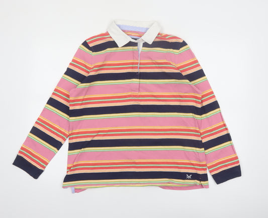 Crew Clothing Company Women's Multicoloured Striped Cotton Polo Shirt Size 16