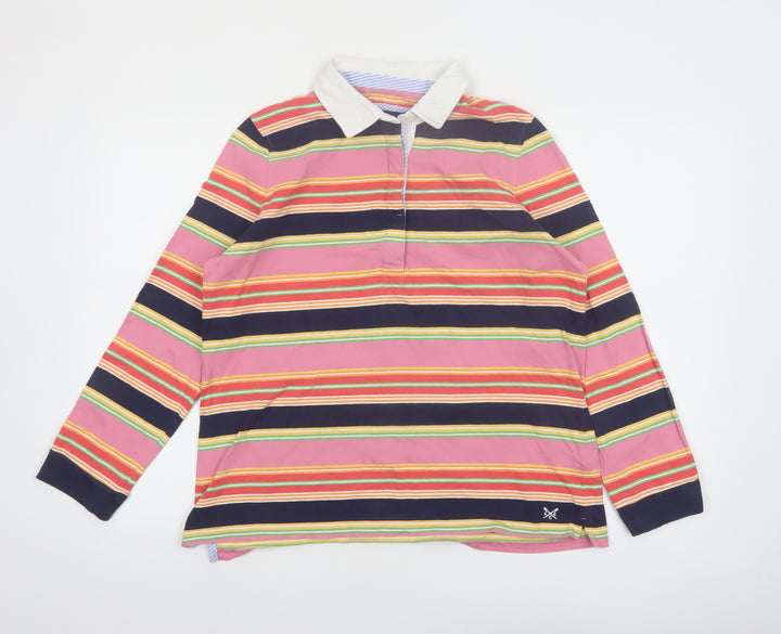 Crew Clothing Company Women's Multicoloured Striped Cotton Polo Shirt Size 16