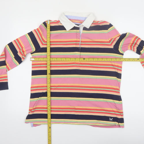 Crew Clothing Company Women's Multicoloured Striped Cotton Polo Shirt Size 16