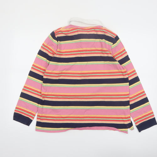 Crew Clothing Company Women's Multicoloured Striped Cotton Polo Shirt Size 16