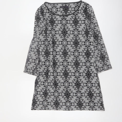 Marks and Spencer Womens Grey Aztec Tunic 3/4 Sleeve Top Size 10