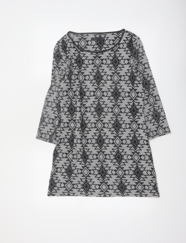 Marks and Spencer Womens Grey Aztec Tunic 3/4 Sleeve Top Size 10
