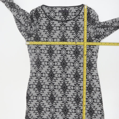 Marks and Spencer Womens Grey Aztec Tunic 3/4 Sleeve Top Size 10