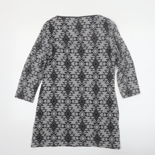Marks and Spencer Womens Grey Aztec Tunic 3/4 Sleeve Top Size 10