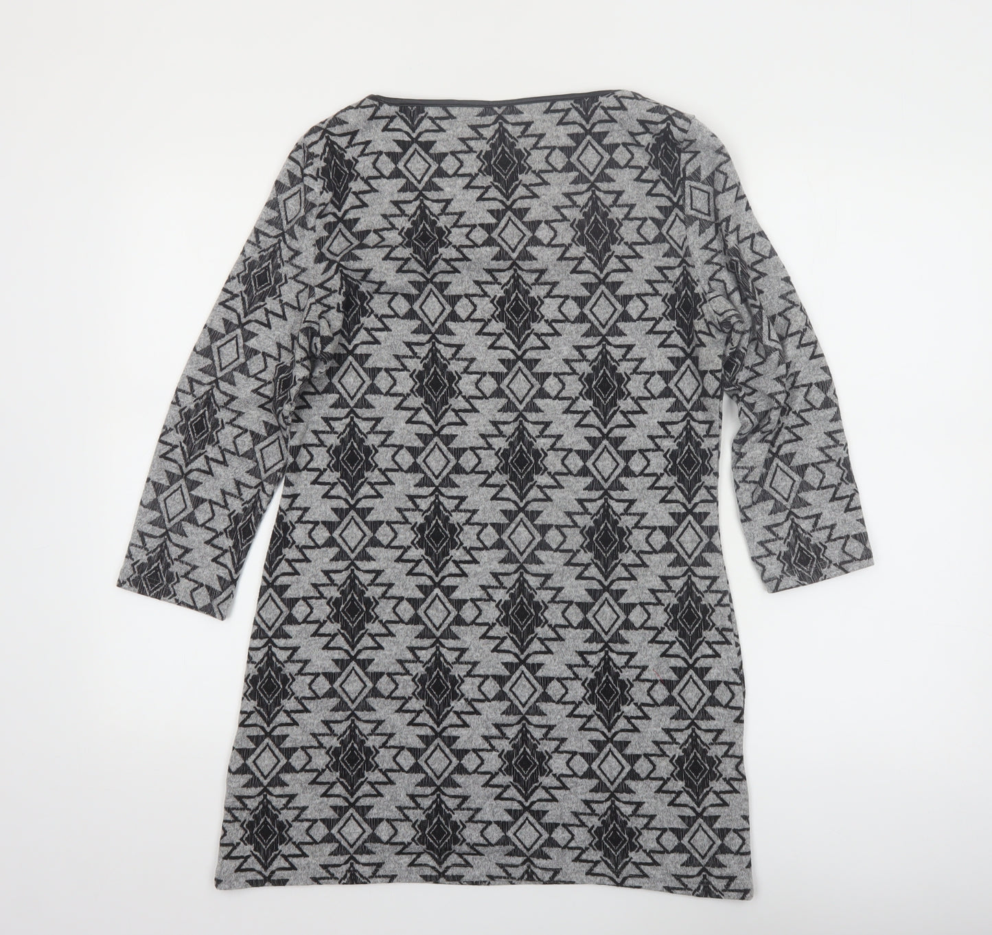 Marks and Spencer Womens Grey Aztec Tunic 3/4 Sleeve Top Size 10