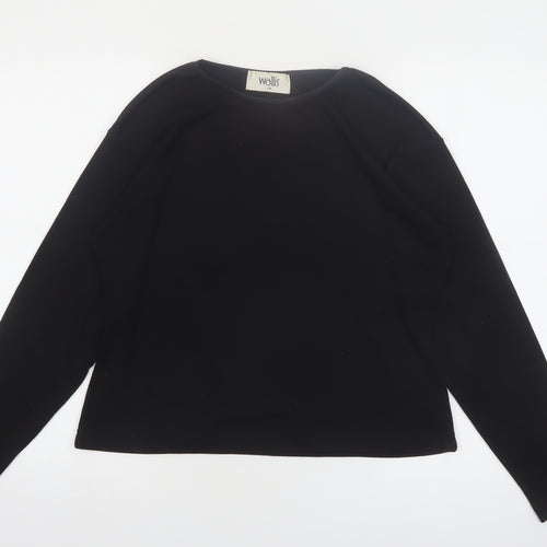 Wallis Women Black Size 14 Long Sleeve Basic Blouse