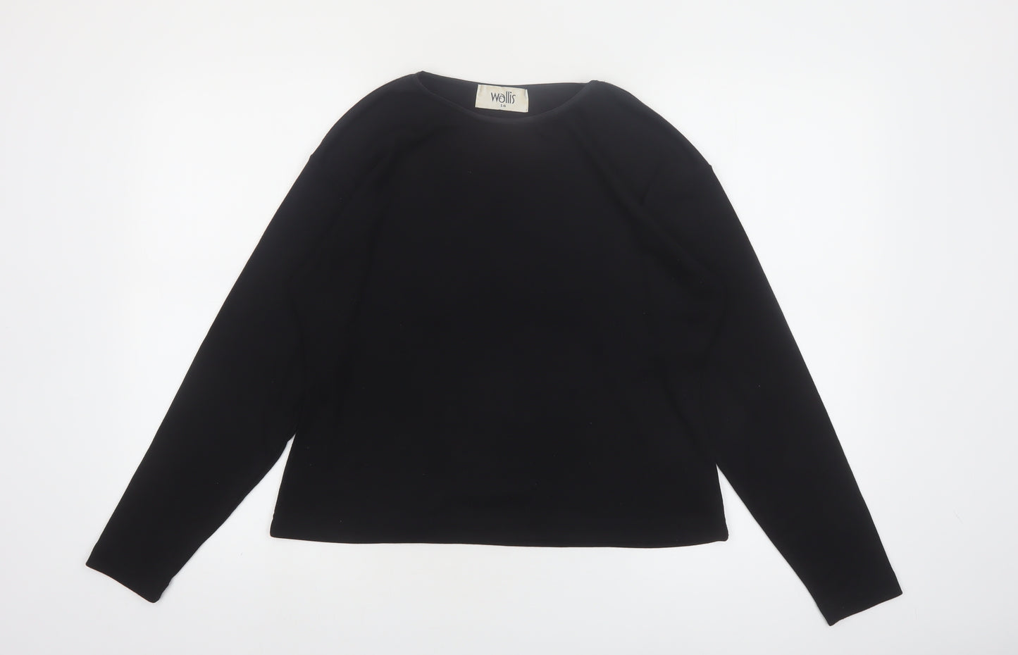 Wallis Women Black Size 14 Long Sleeve Basic Blouse