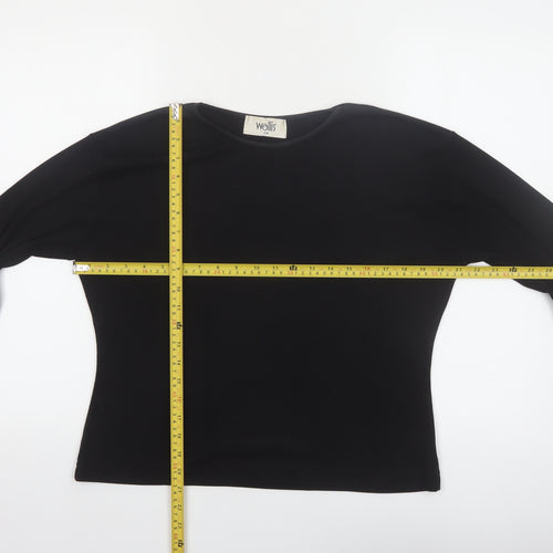 Wallis Women Black Size 14 Long Sleeve Basic Blouse