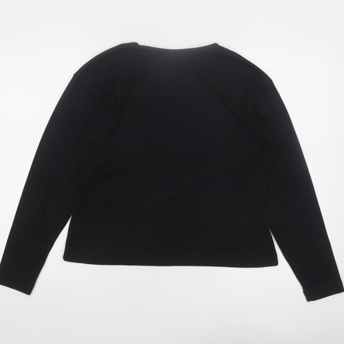 Wallis Women Black Size 14 Long Sleeve Basic Blouse