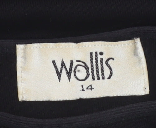Wallis Women Black Size 14 Long Sleeve Basic Blouse