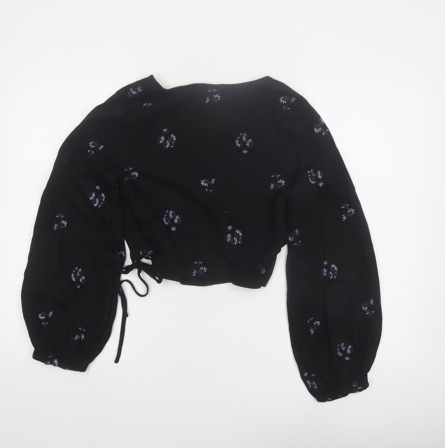 ASOS DESIGN Women’s Black Floral Wrap Petite Blouse UK 10