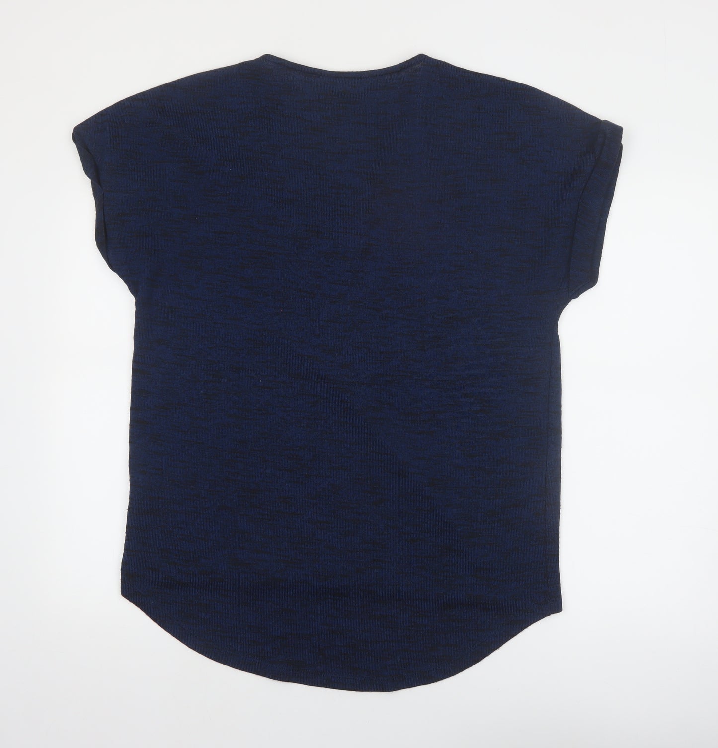 Tu Women Blue Size 16 Zip Front Short Sleeve Jersey Top