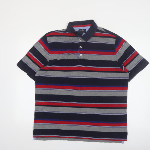 Marks and Spencer Men's Multicoloured Striped Polo Shirt Size L Regular Fit