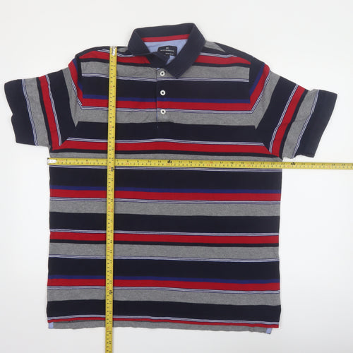 Marks and Spencer Men's Multicoloured Striped Polo Shirt Size L Regular Fit