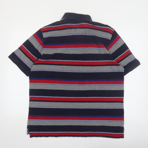 Marks and Spencer Men's Multicoloured Striped Polo Shirt Size L Regular Fit