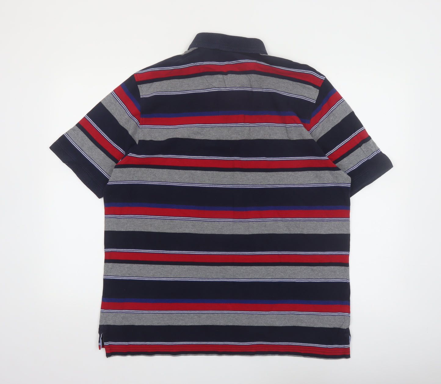 Marks and Spencer Men's Multicoloured Striped Polo Shirt Size L Regular Fit