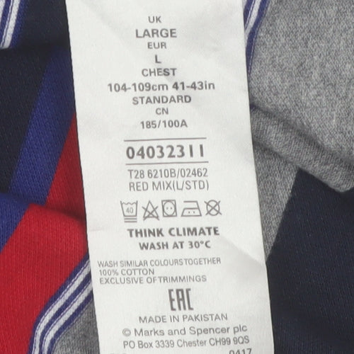 Marks and Spencer Men's Multicoloured Striped Polo Shirt Size L Regular Fit