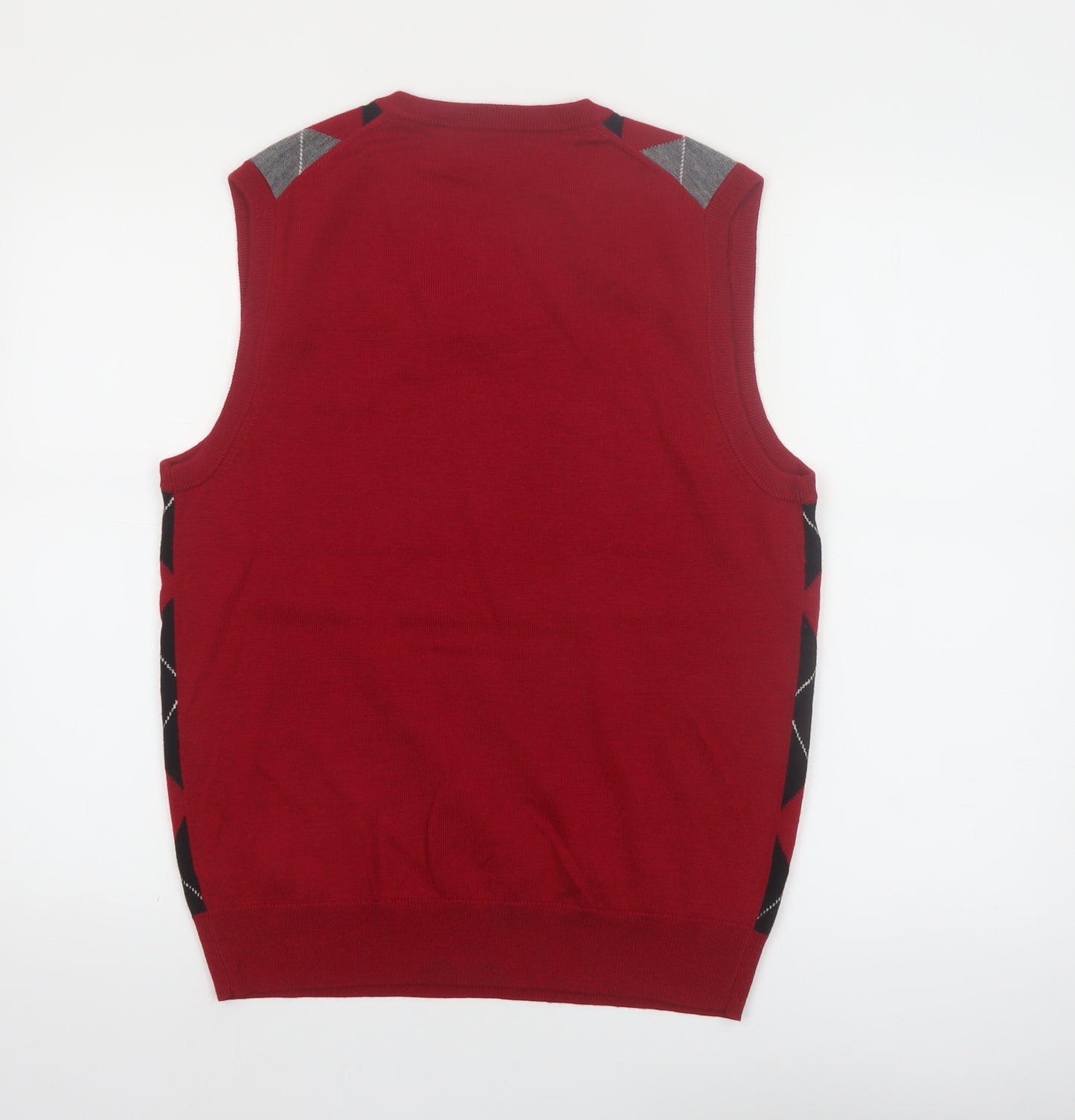 Express Design Studio Men's Red Argyle Wool V-Neck Vest M