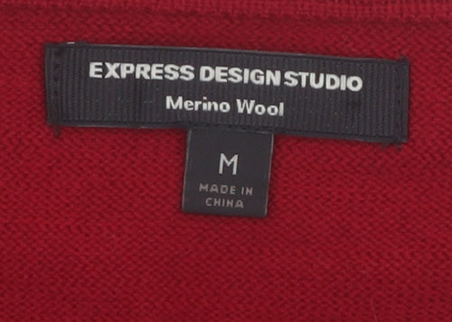 Express Design Studio Men's Red Argyle Wool V-Neck Vest M