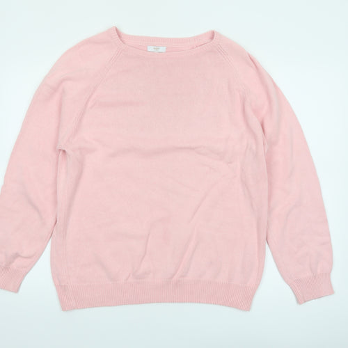 Cotton Traders Women's Pink Cotton Crew Neck Long Sleeve Jumper Size 16
