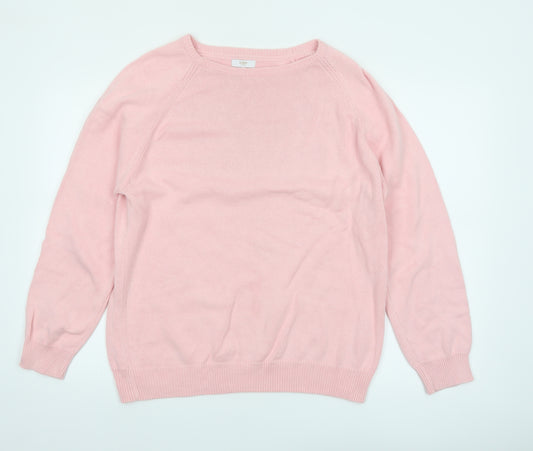 Cotton Traders Women's Pink Cotton Crew Neck Long Sleeve Jumper Size 16
