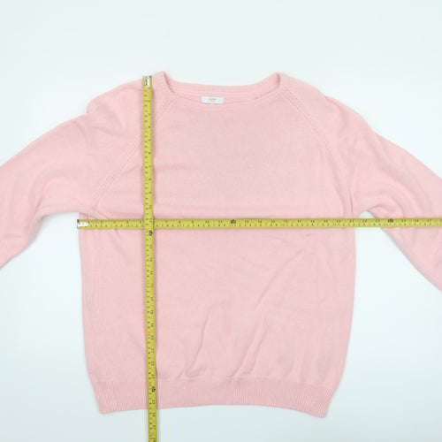 Cotton Traders Women's Pink Cotton Crew Neck Long Sleeve Jumper Size 16