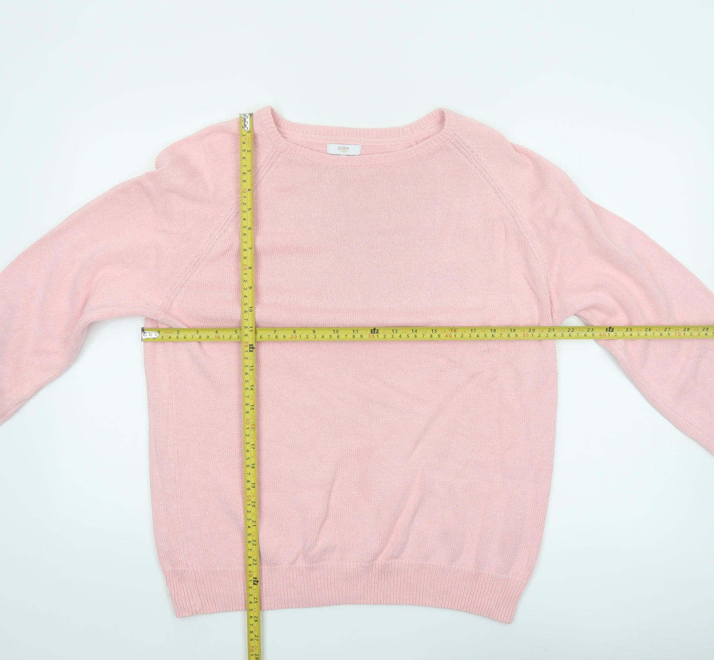 Cotton Traders Women's Pink Cotton Crew Neck Long Sleeve Jumper Size 16