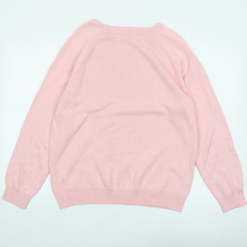 Cotton Traders Women's Pink Cotton Crew Neck Long Sleeve Jumper Size 16
