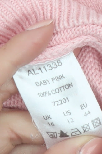 Cotton Traders Women's Pink Cotton Crew Neck Long Sleeve Jumper Size 16
