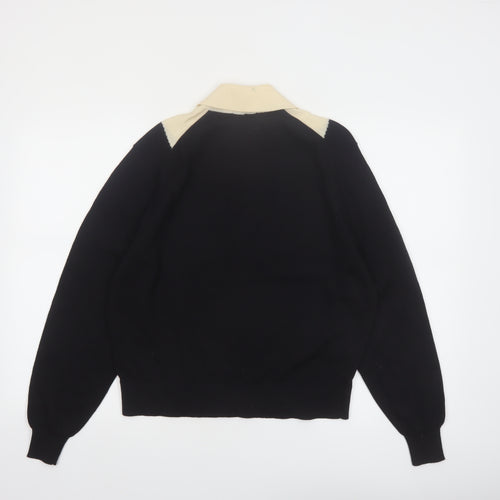 Jaeger Womens Black Wool Collared Pullover Jumper Size 16