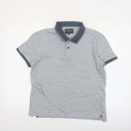 Rodd & Gunn Men's Blue Geometric Polo Shirt Size M Cotton Sports Fit