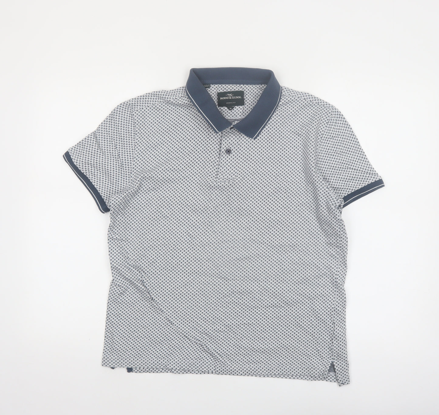Rodd & Gunn Men's Blue Geometric Polo Shirt Size M Cotton Sports Fit