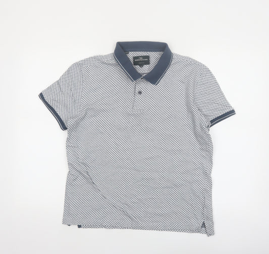 Rodd & Gunn Men's Blue Geometric Polo Shirt Size M Cotton Sports Fit