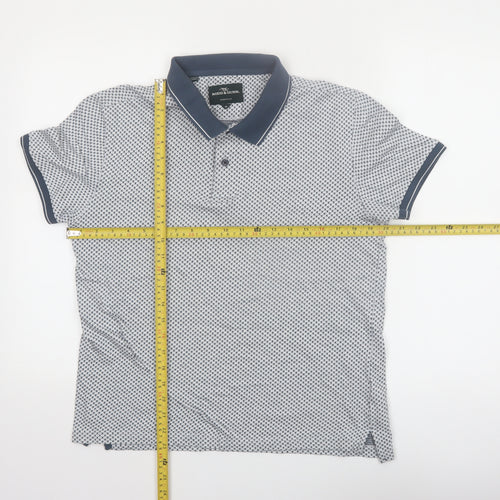 Rodd & Gunn Men's Blue Geometric Polo Shirt Size M Cotton Sports Fit