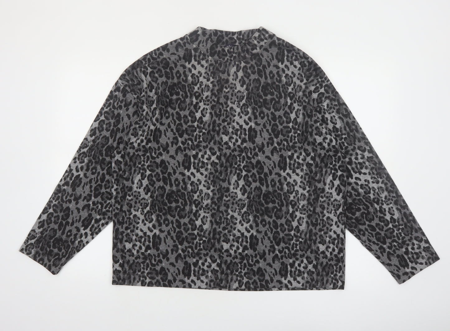 Marks and Spencer Women’s Grey Leopard Print Pullover Jumper Size 16