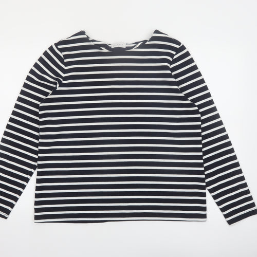 Papaya Women Black White Striped Long Sleeve Jersey Top Size 16