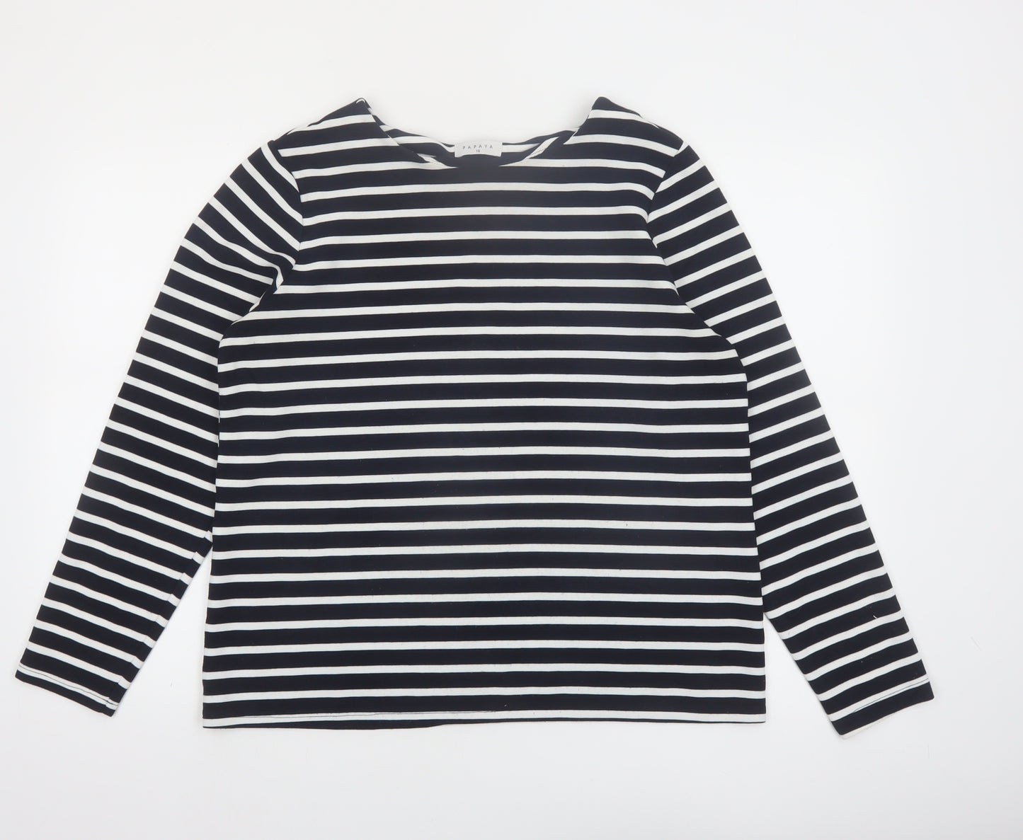 Papaya Women Black White Striped Long Sleeve Jersey Top Size 16